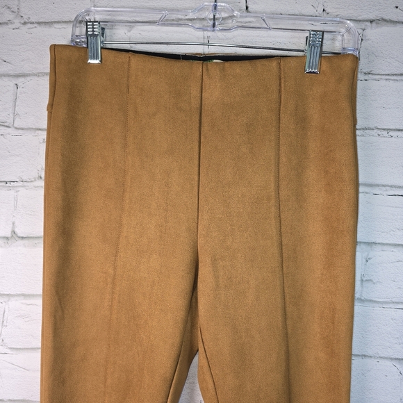 Anthropologie CAMEL Trousers SUEDE FEEL SKINNY LEG ELASTIC WAIST SIZE 30 - Picture 2 of 8